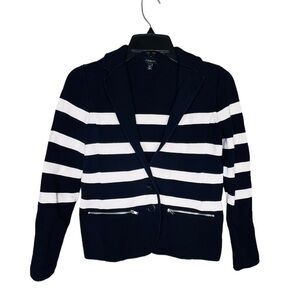 Talbots Navy and Cream Nautical Blazer Cardigan